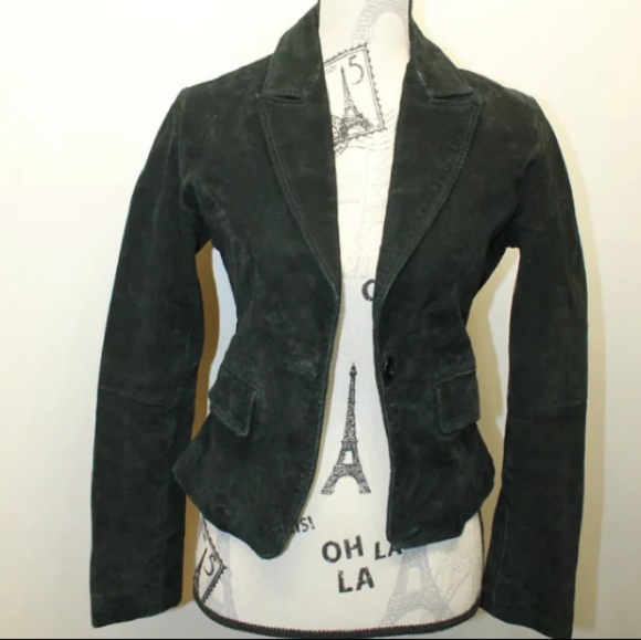 Atmosphere Women Black Suede Blazer Lined Small 1 Button Sexy Jacket - Picture 8 of 11